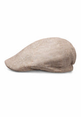 (Beige) Flat Cap Herren aus Leinen – Schiebermütze Detailansicht