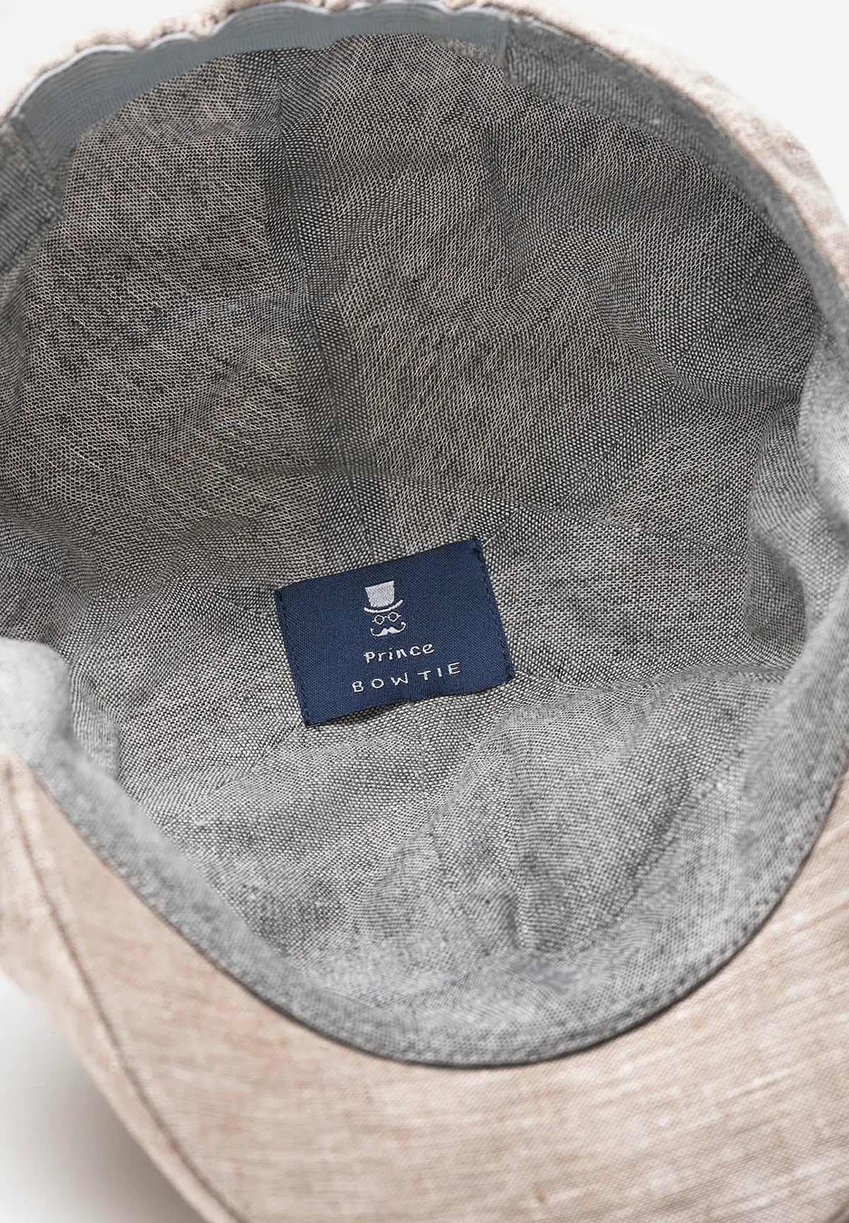 (Beige) Leinen-Schiebermütze Innenfutter Baumwolle – Prince Bowtie Label