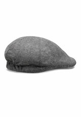 (Grau) Schiebermütze Tweed Flat Cap – Rückansicht mit Gummiband