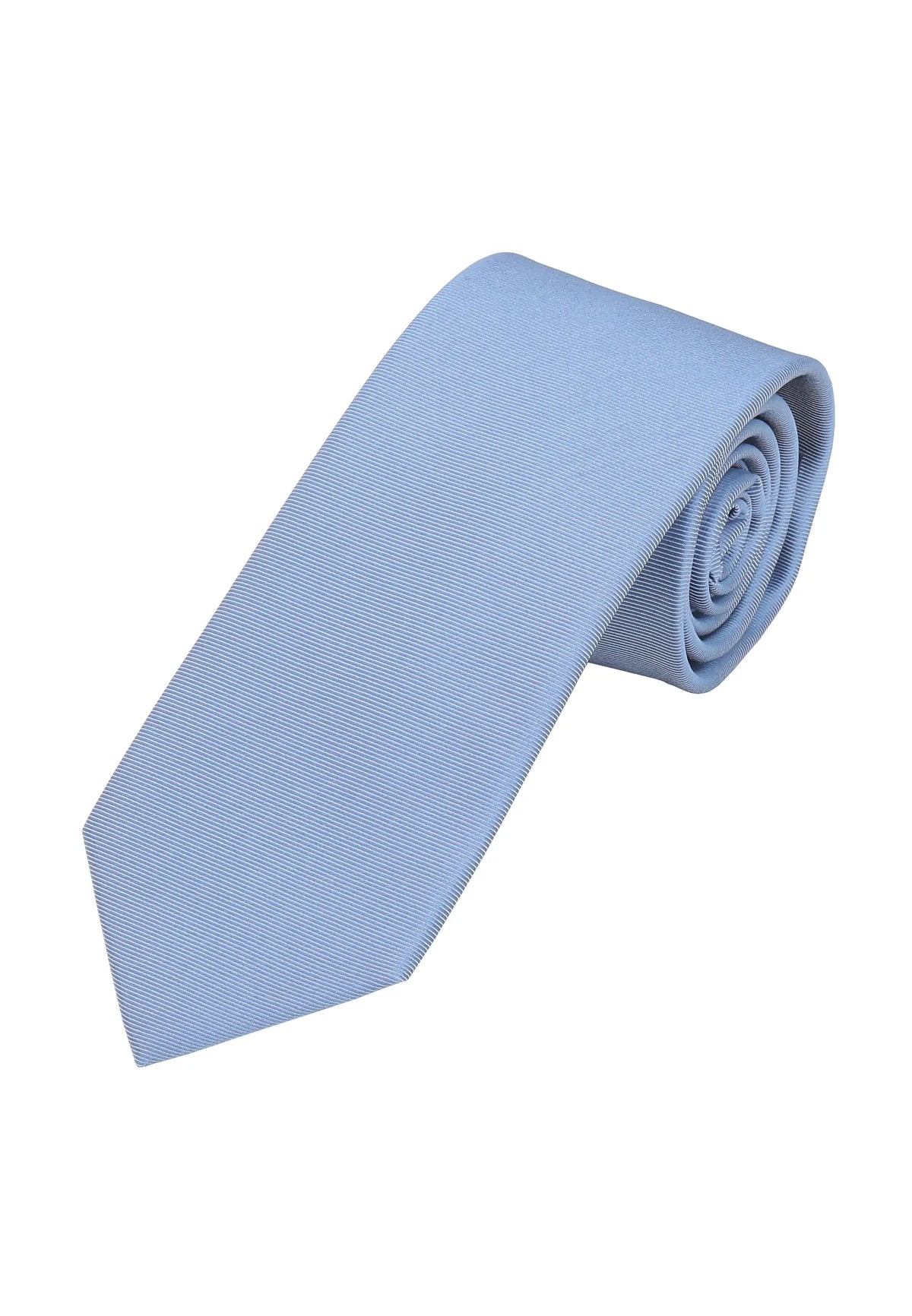 (Hellblau) Uni Krawatte 7cm–7.5cm gerollt Vorderansicht