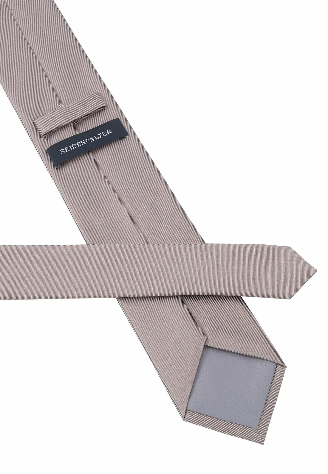 (Beige) Uni Krawatte Rückseite mit Label Detailaufnahme