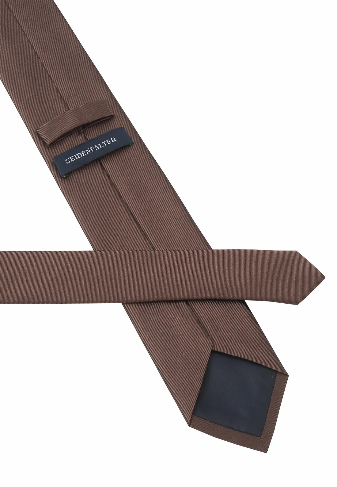(Braun) Uni Krawatte Detail Knotenbereich feine Uni Struktur