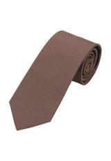 (Braun) Uni Krawatte 7cm–7.5cm gerollt Vorderansicht