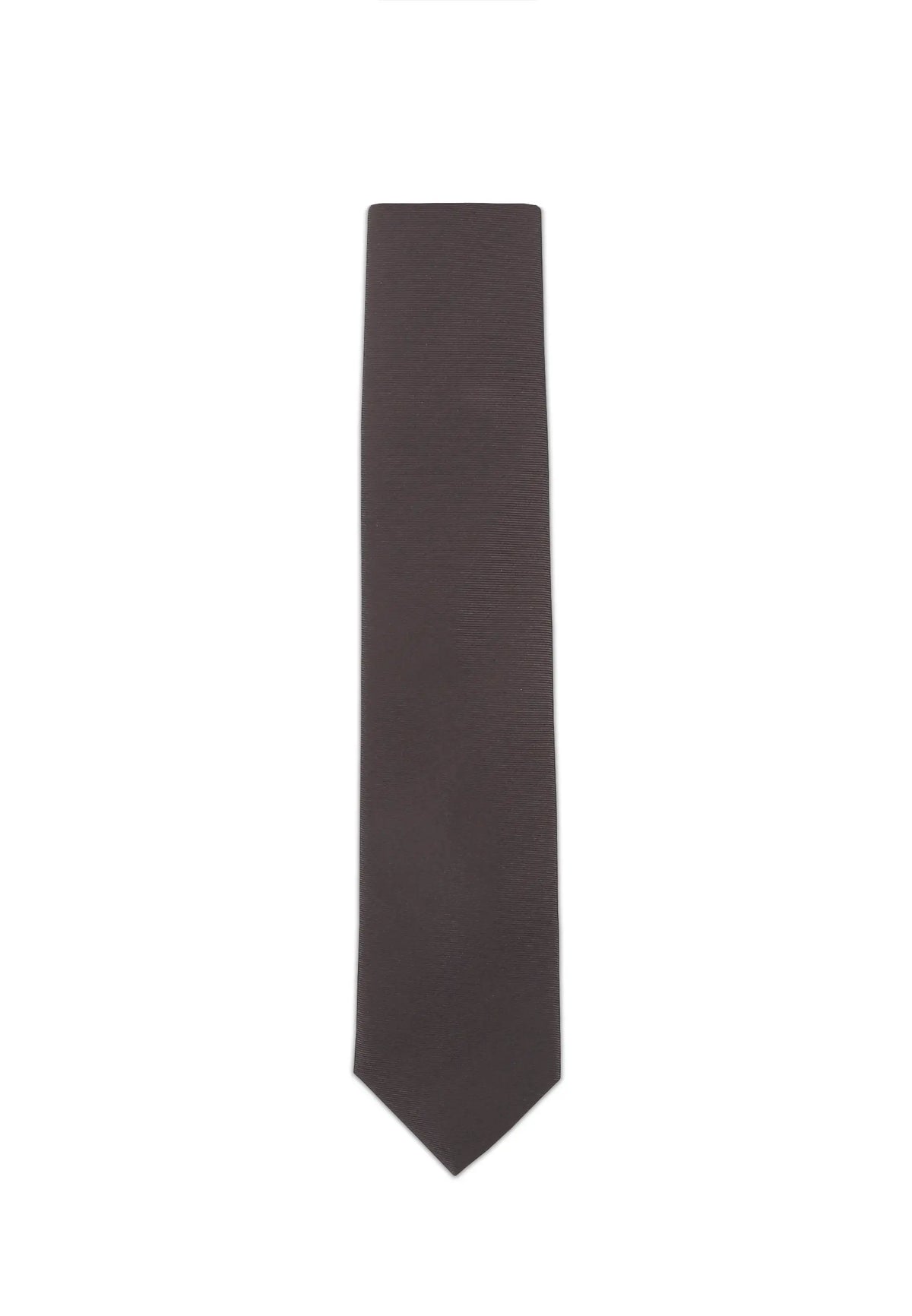 (Dunkelbraun) Uni Krawatte 7cm–7.5cm flach Frontansicht