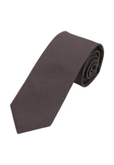 (Dunkelbraun) Uni Krawatte 7cm–7.5cm gerollt Vorderansicht