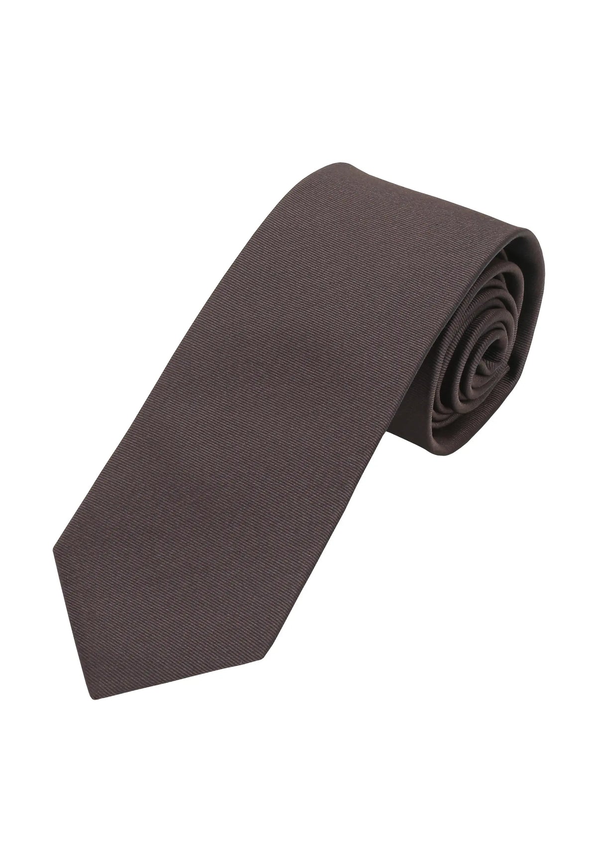 (Dunkelbraun) Uni Krawatte 7cm–7.5cm gerollt Vorderansicht