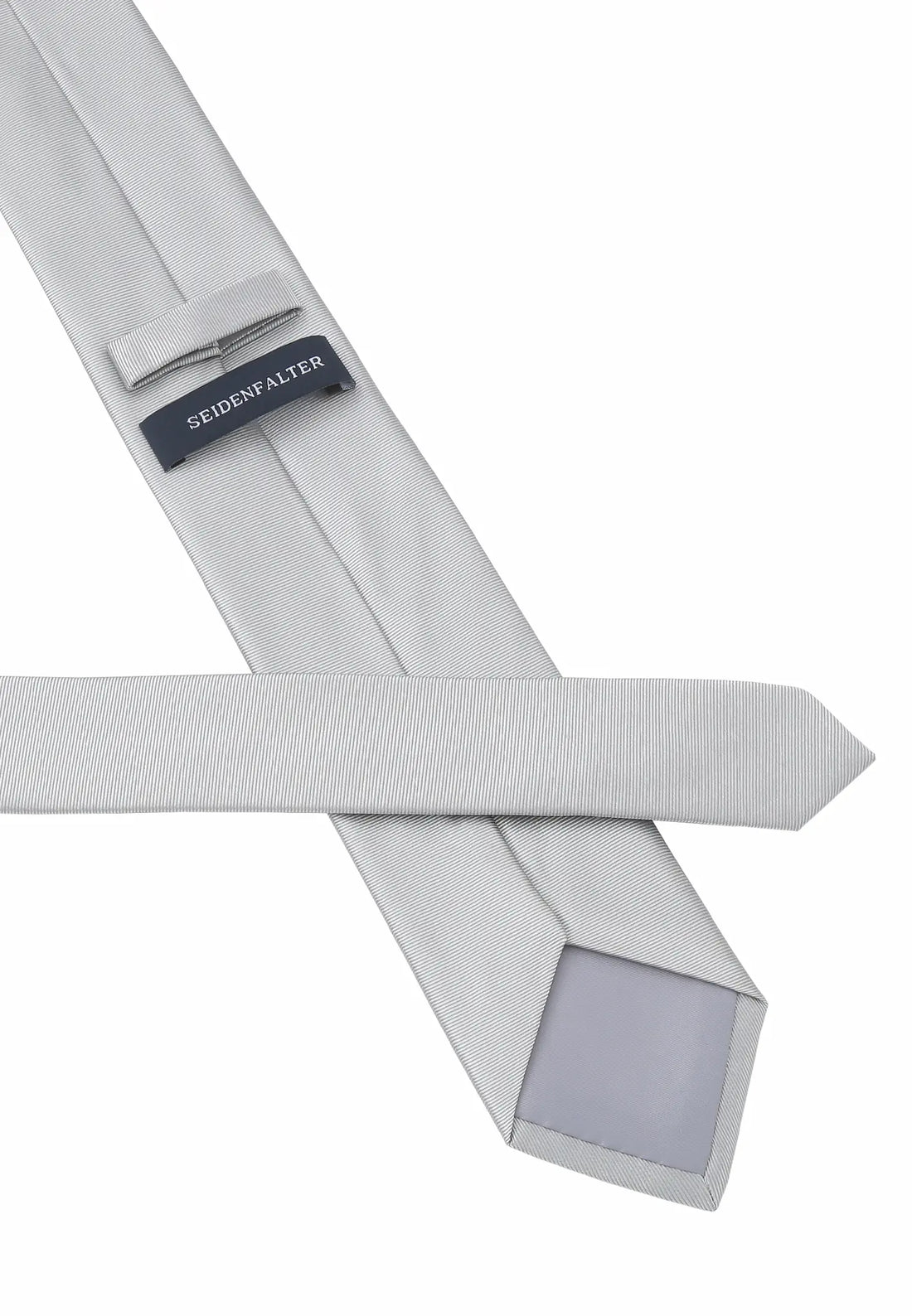 (Silber) Uni Krawatte Rückseite mit Label Detailaufnahme