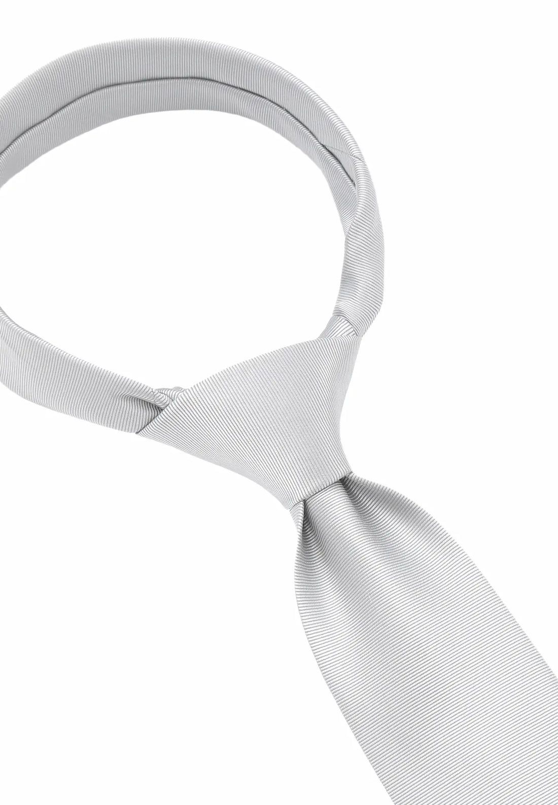 (Silber) Uni Krawatte Detail Knotenbereich feine Uni Struktur