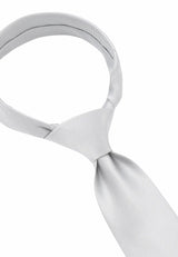 (Silber) Uni Krawatte Detail Knotenbereich feine Uni Struktur