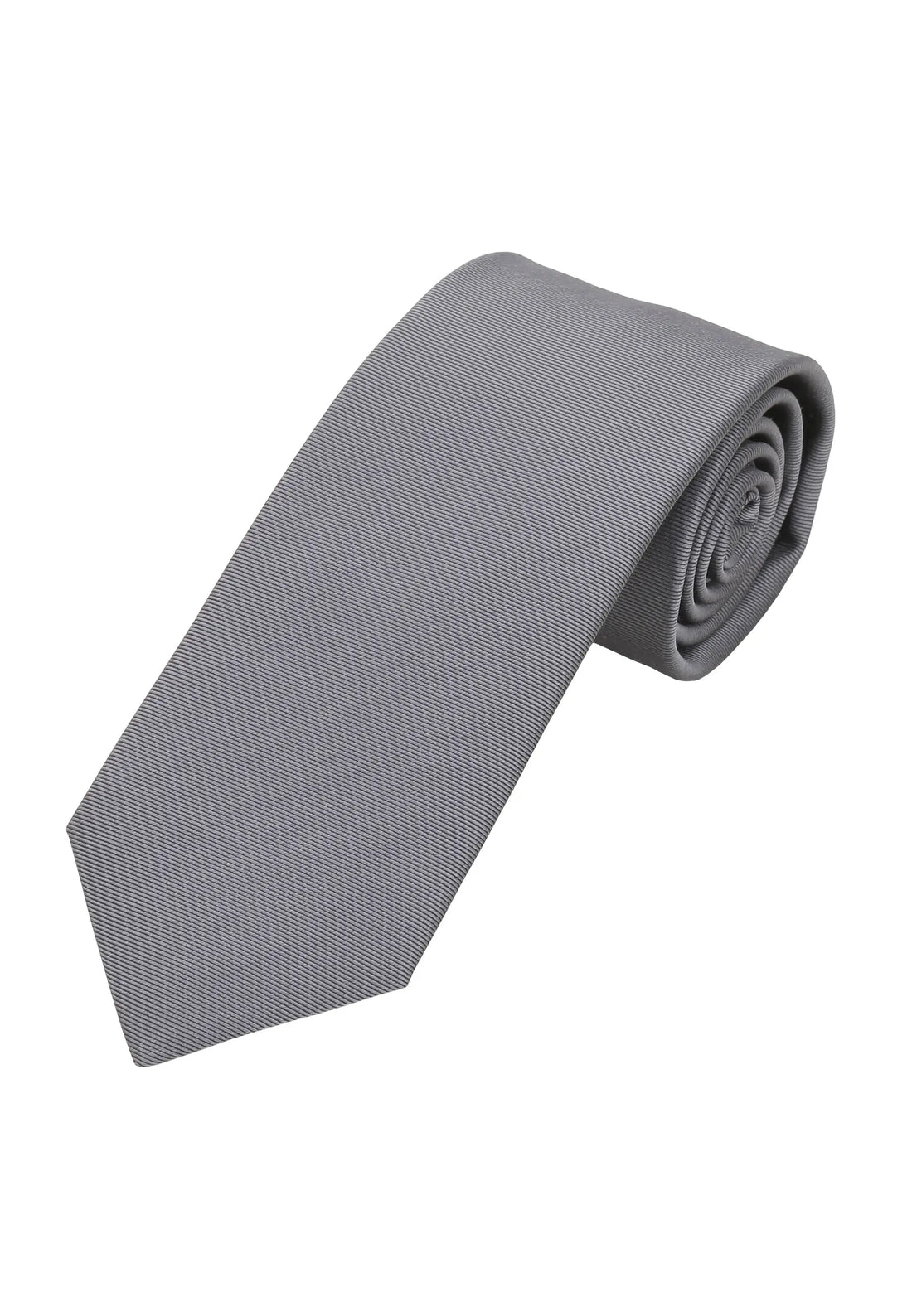(Grau) Uni Krawatte 7cm–7.5cm gerollt Vorderansicht