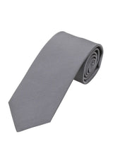 (Grau) Uni Krawatte 7cm–7.5cm gerollt Vorderansicht