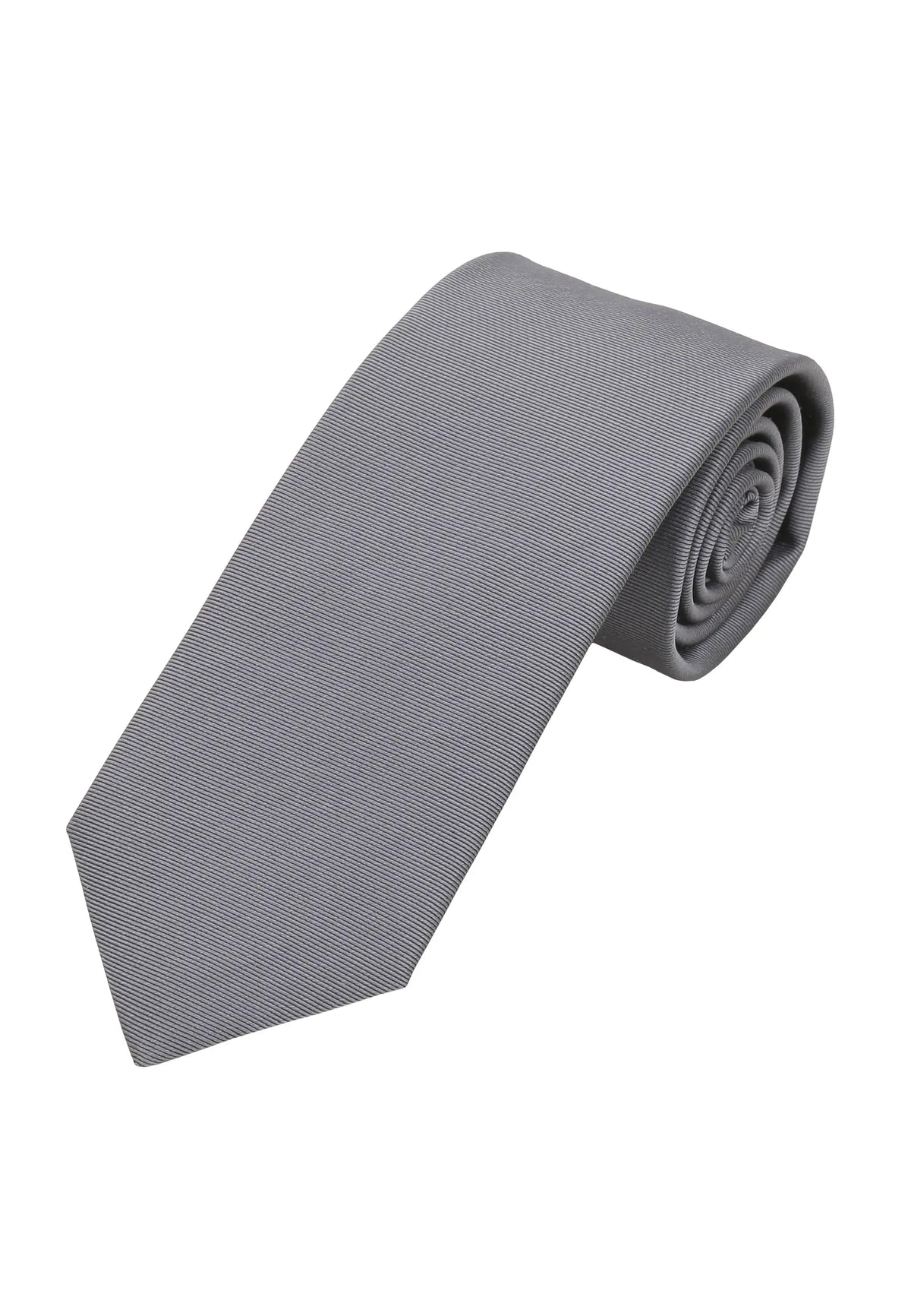 (Grau) Uni Krawatte 7cm–7.5cm gerollt Vorderansicht