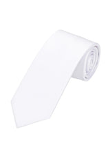(Weiß) Uni Krawatte 7cm–7.5cm gerollt Vorderansicht
