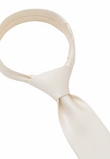 (Champagner) Uni Krawatte Detail Knotenbereich feine Uni Struktur