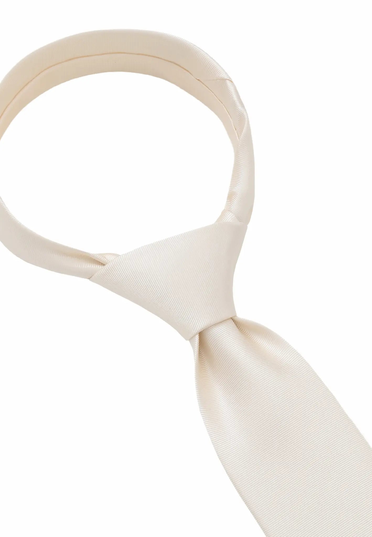 (Champagner) Uni Krawatte Detail Knotenbereich feine Uni Struktur