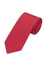 (Hellrot) Uni Krawatte 7cm–7.5cm gerollt Vorderansicht
