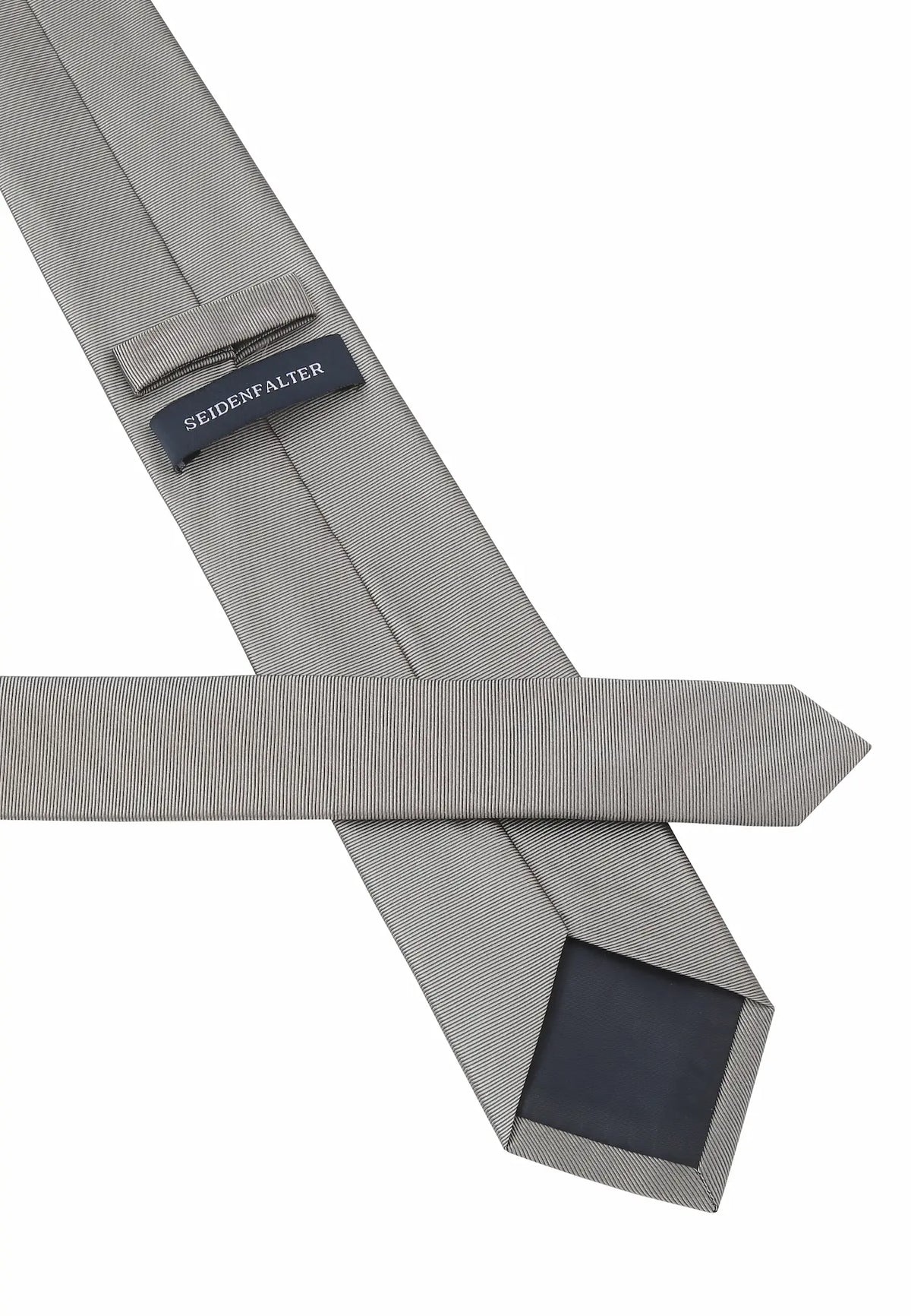 (Hellbeige) Uni Krawatte Rückseite mit Label Detailaufnahme