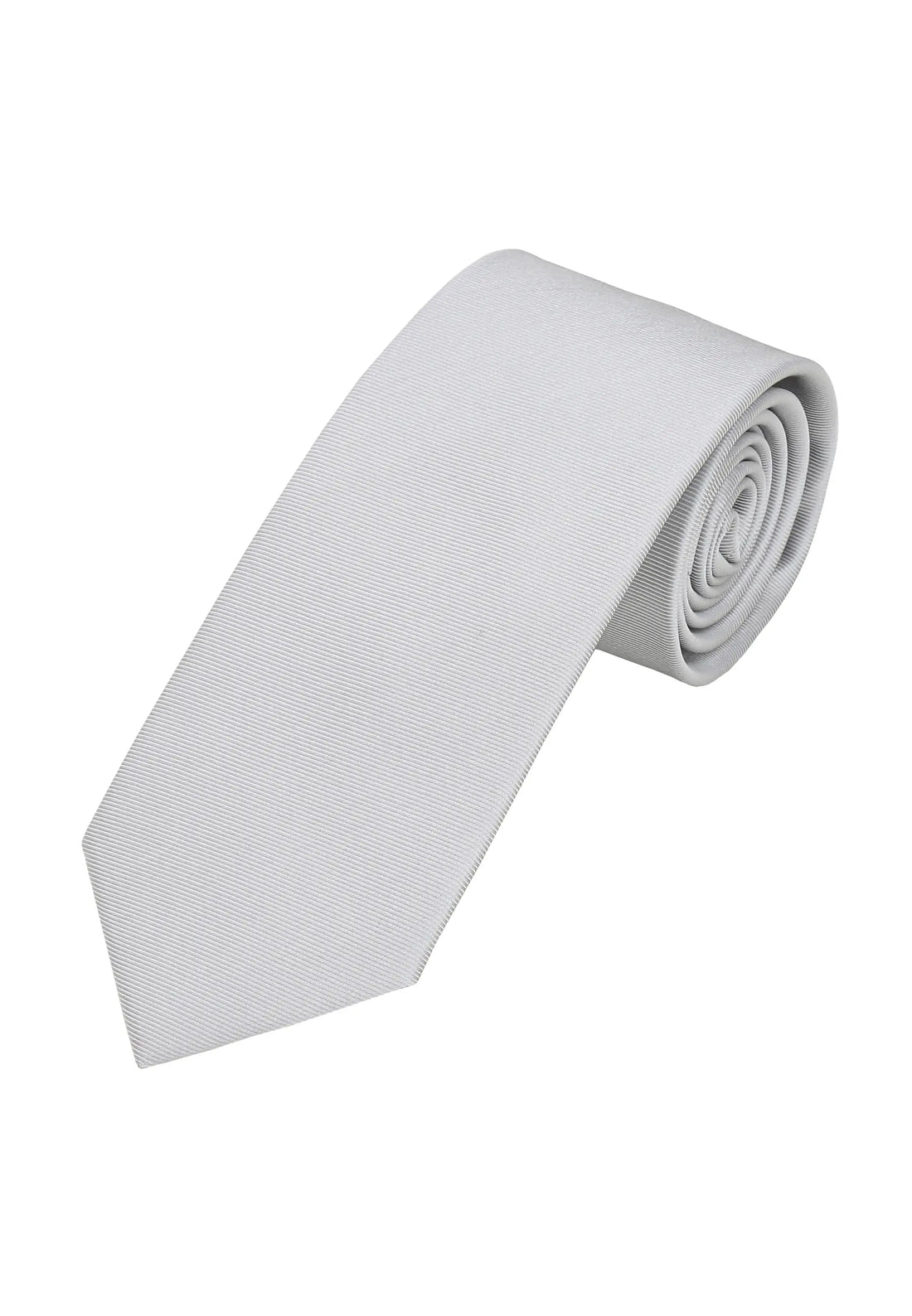 (Hellgrau) Uni Krawatte 7cm–7.5cm gerollt Vorderansicht