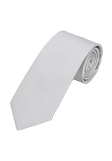 (Hellgrau) Uni Krawatte 7cm–7.5cm gerollt Vorderansicht