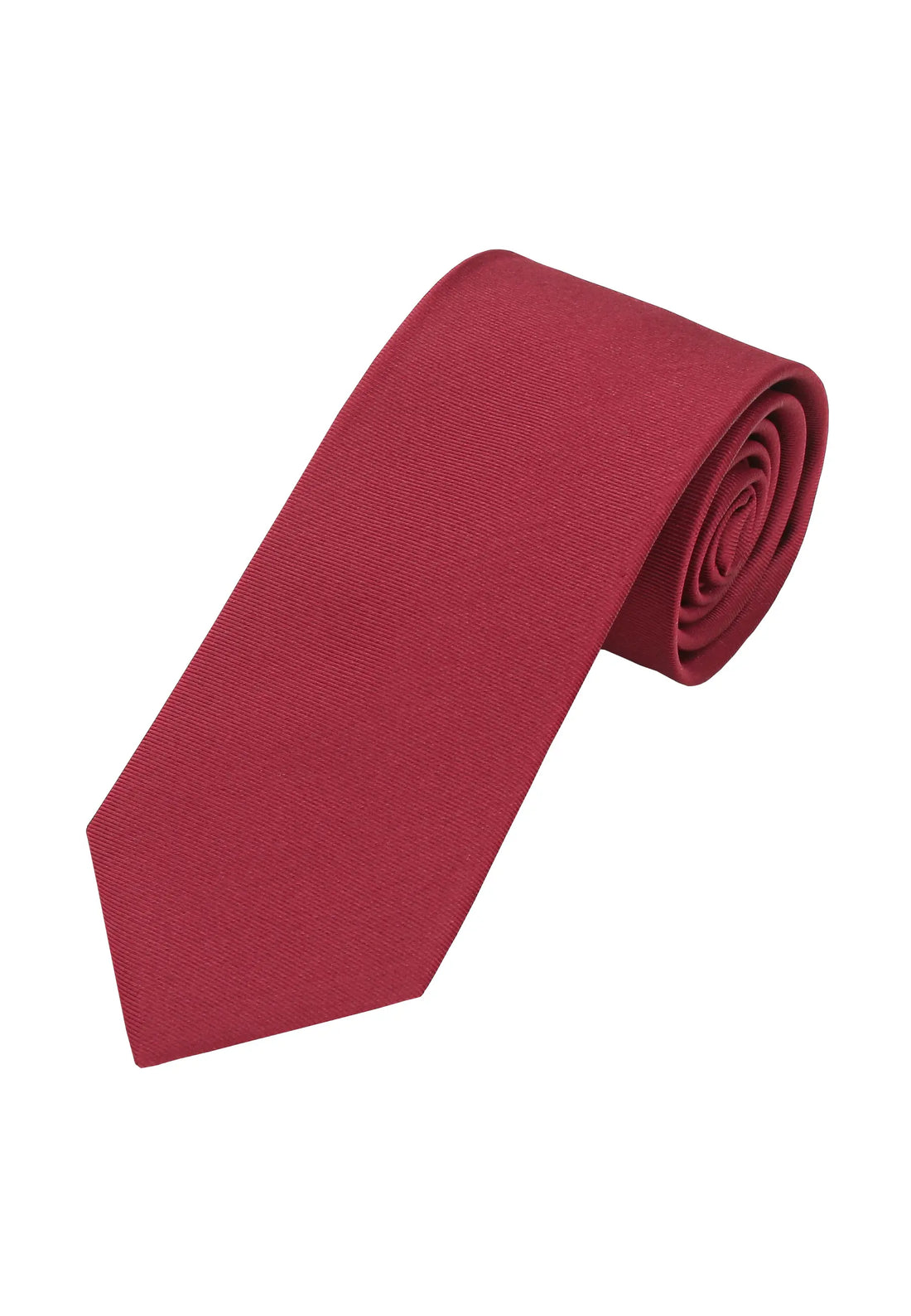 (Bordeaux) Uni Krawatte 7cm–7.5cm gerollt Vorderansicht