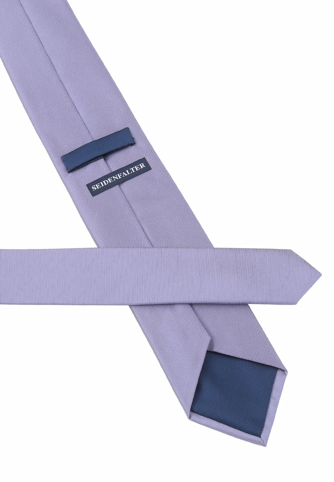 (Flieder) Uni Krawatte Rückseite mit Label Detailaufnahme