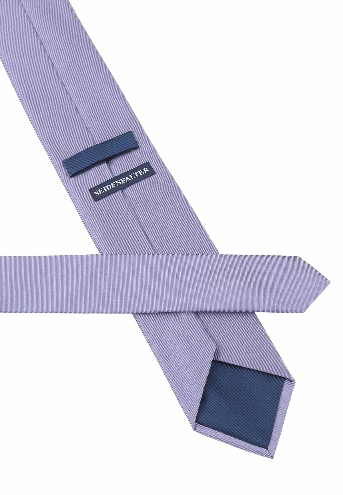 (Flieder) Uni Krawatte Rückseite mit Label Detailaufnahme
