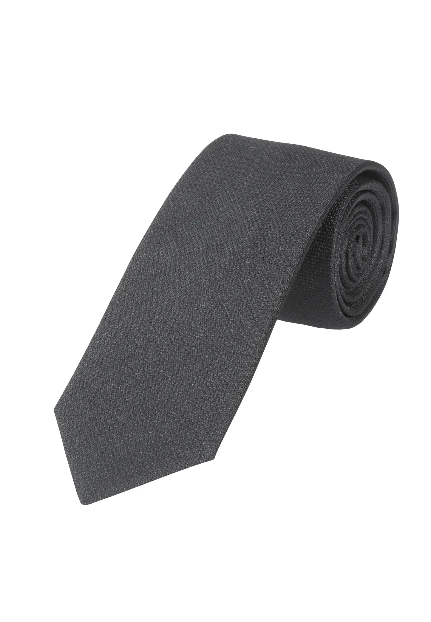 (Schwarz Uni) Schwarze Trauerkrawatte aus 100% Seide mit feiner Struktur, 7,5cm