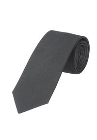 (Schwarz Uni) Schwarze Trauerkrawatte aus 100% Seide mit feiner Struktur, 7,5cm