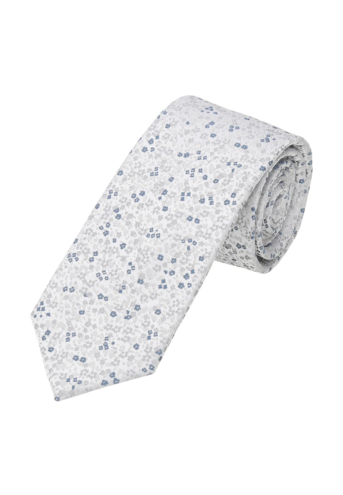Krawatte Herren aus Seide – Florales Muster (7,0 - 7,5 cm) - Hellgrau