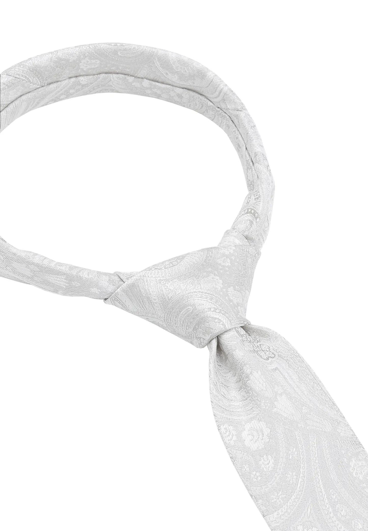 (Champagner) Hochzeitskrawatte Paisley – Detailansicht gebundener Knoten