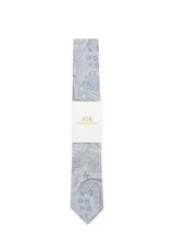 (Blau) Hochzeitskrawatte Sterlington Paisley – mit Banderole Gesamtansicht