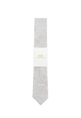 (Beige) Hochzeitskrawatte Sterlington Paisley – mit Banderole Gesamtansicht