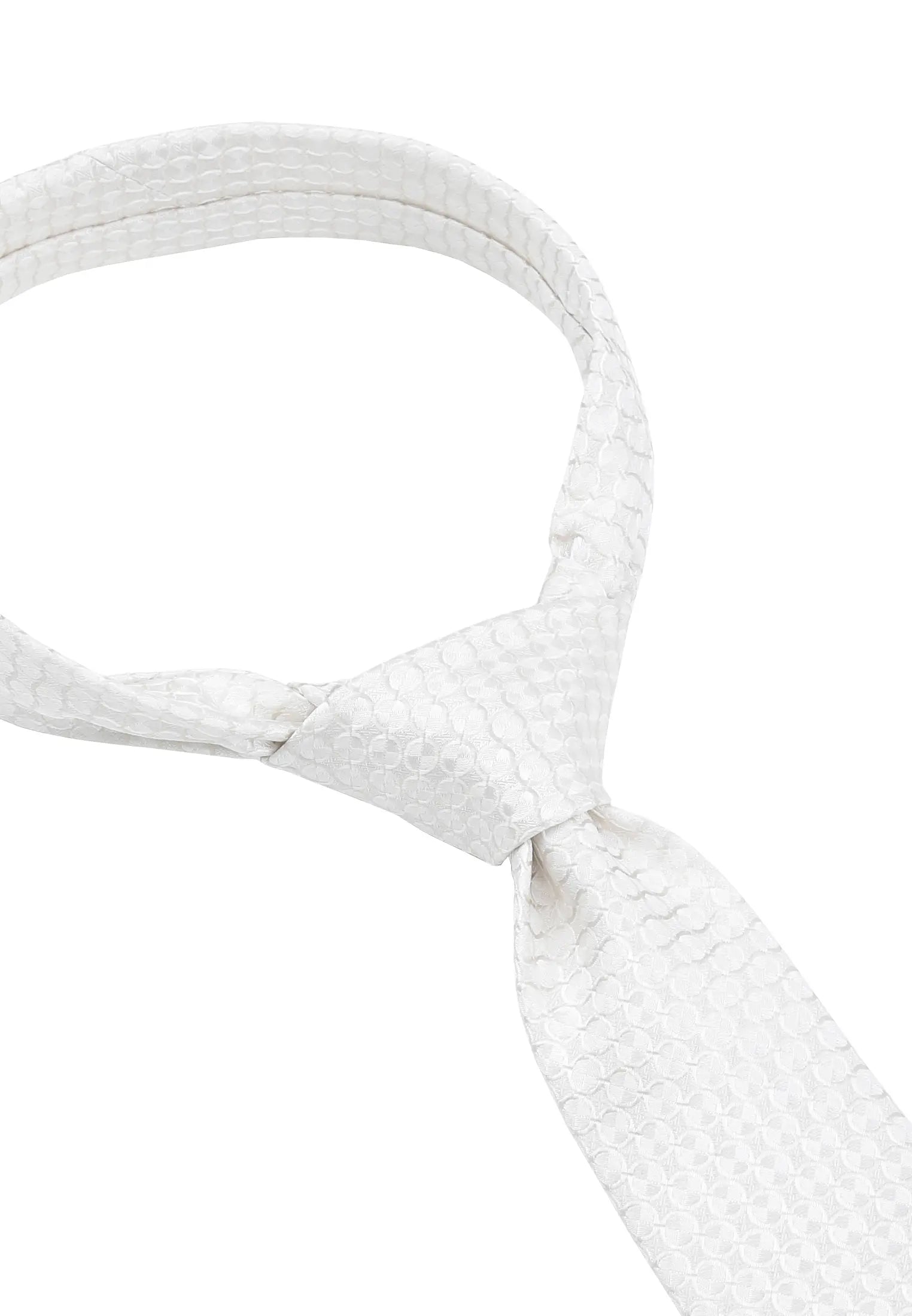(Champagner) Hochzeitskrawatte Kreise – Detailansicht gebundener Knoten
