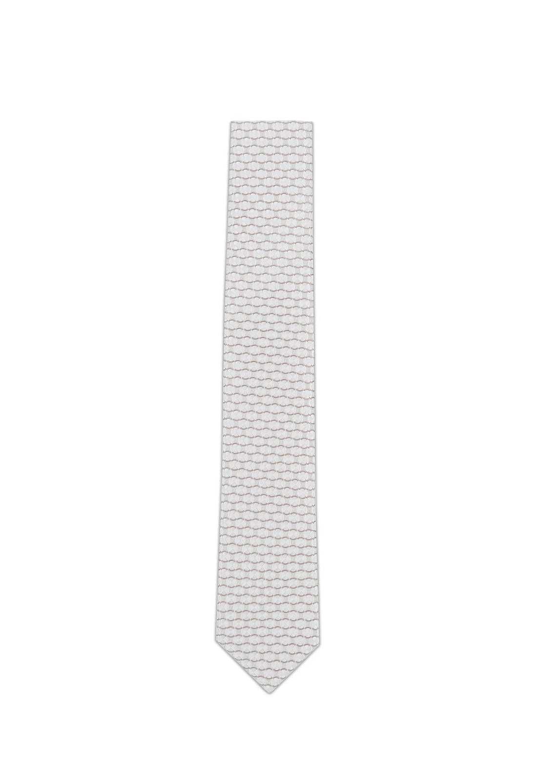 (Beige) Krawatte Hochzeit Kreise Seide – Frontalansicht gerade ausgelegt