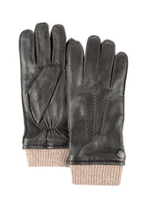 (Dunkelbraun) Lederhandschuhe Herren mit Strickbund – Produktansicht
