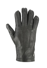 (Schwarz) Lederhandschuhe Herren – Handrücken mit Ziernähten