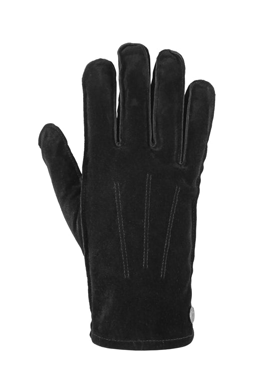 (Schwarz) Wildlederhandschuhe Herren – Handrücken mit Ziernähten