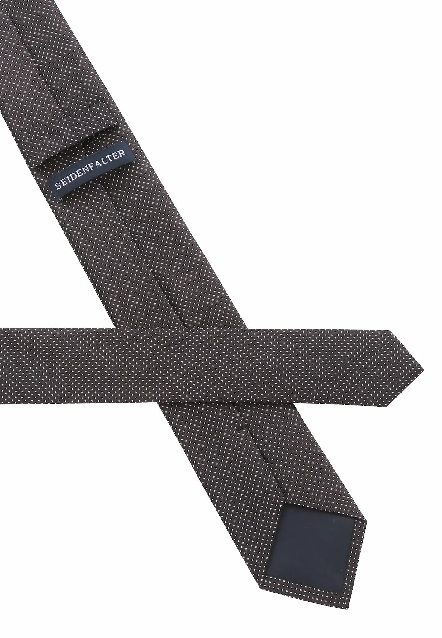 (Dunkelbraun) Picoté Krawatte Herren 100% Seide 6cm Rückseite Detail