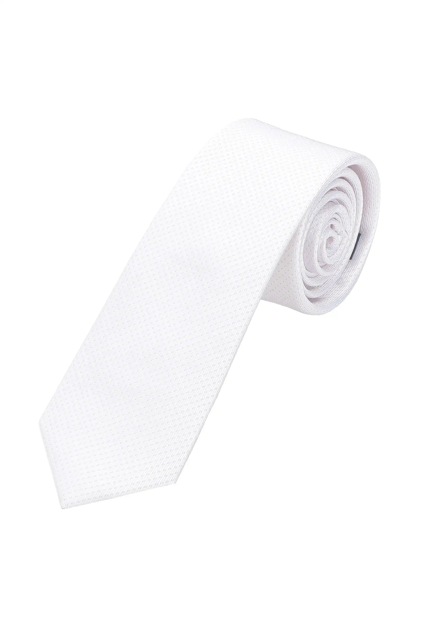 (Weiß) Picoté Krawatte Herren 100% Seide 6cm gerollt