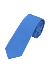 (Blau) Uni Seidenkrawatte Herren 6cm schmal aufgerollt