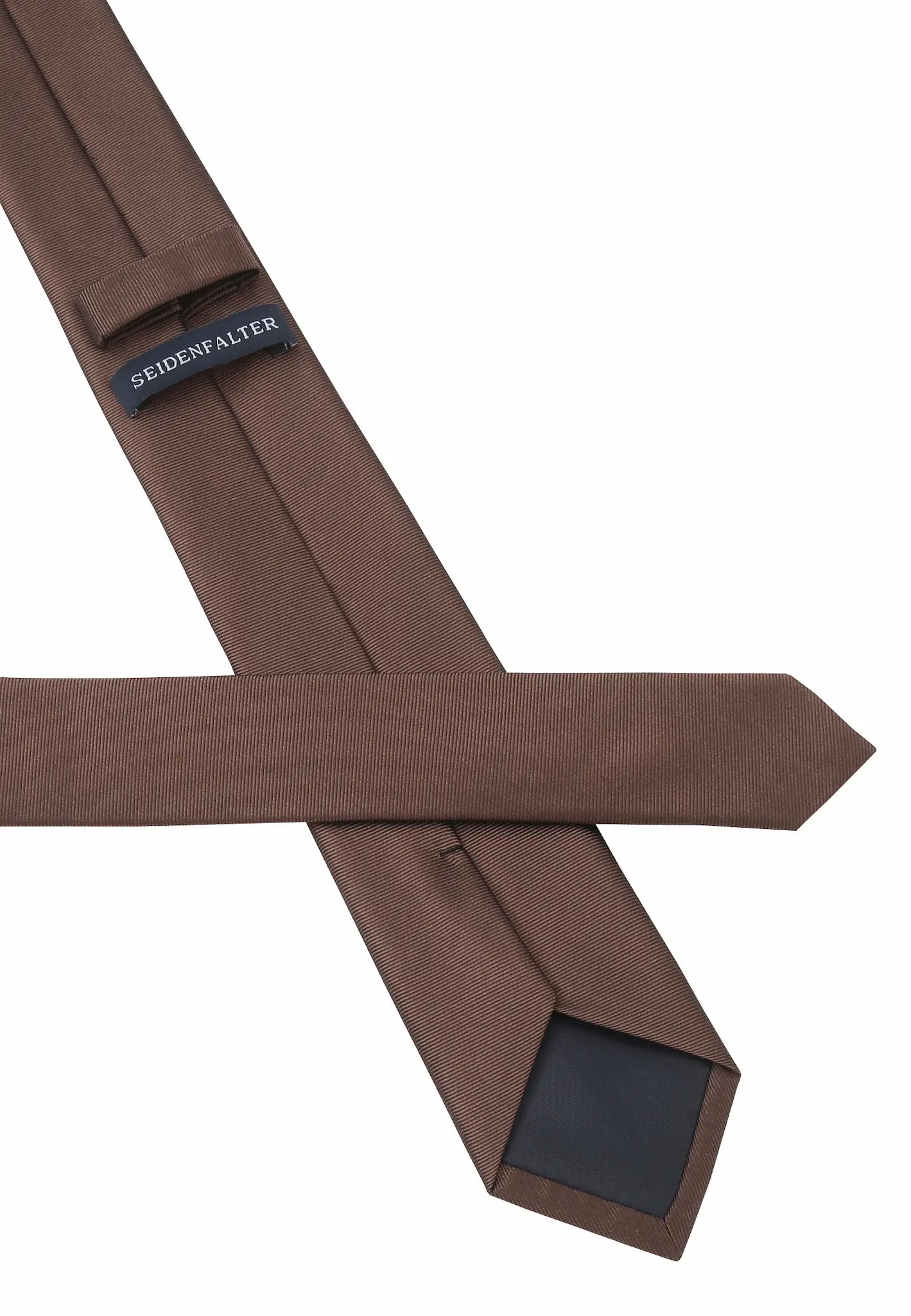(Braun) Uni Seidenkrawatte 6cm Rückseite mit Label Detail
