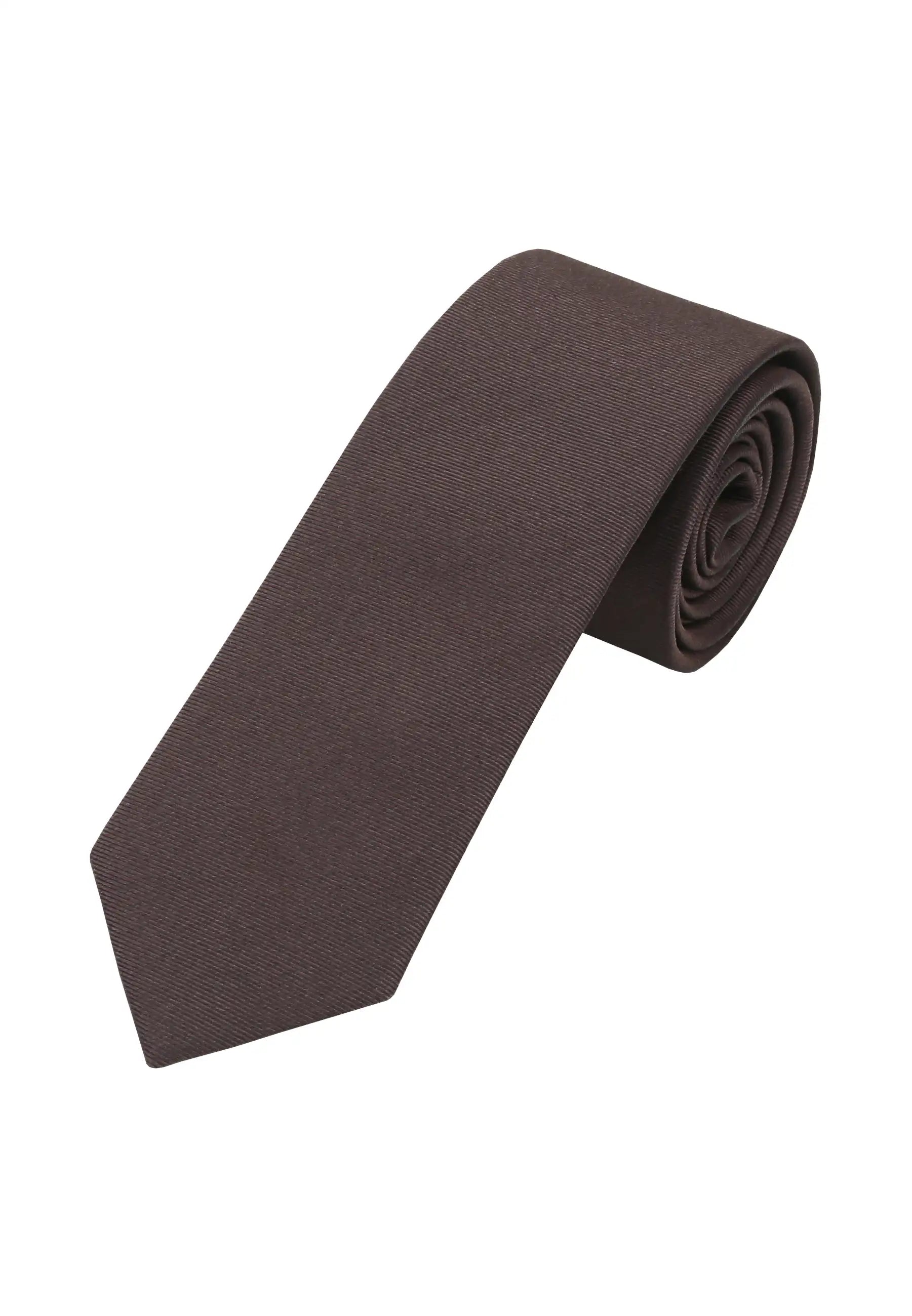 (Dunkelbraun) Uni Seidenkrawatte Herren 6cm schmal aufgerollt