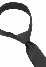 (Schwarz) Uni Seidenkrawatte 6cm Knotenansicht Detail Seidenglanz