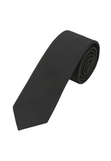 (Schwarz) Uni Seidenkrawatte Herren 6cm schmal aufgerollt