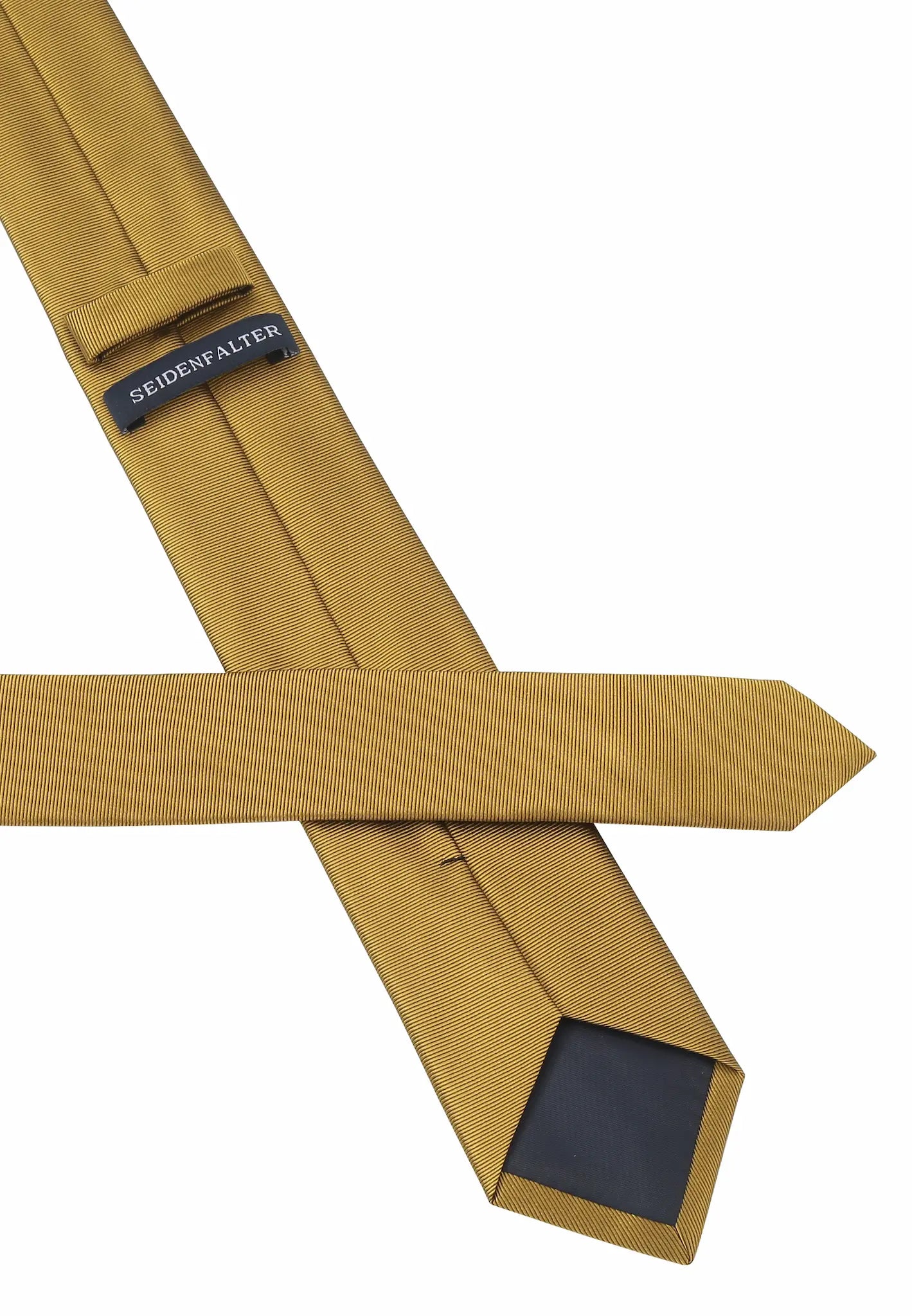 (Messing) Uni Seidenkrawatte 6cm Rückseite mit Label Detail