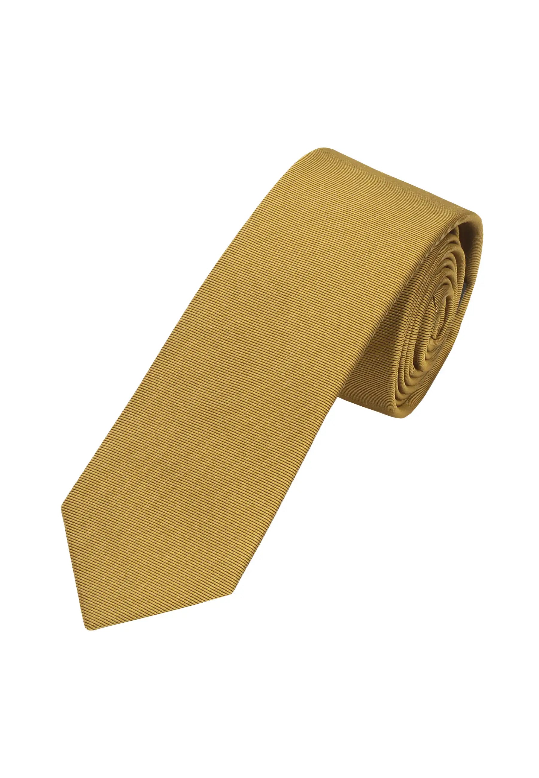 (Messing) Uni Seidenkrawatte Herren 6cm schmal aufgerollt