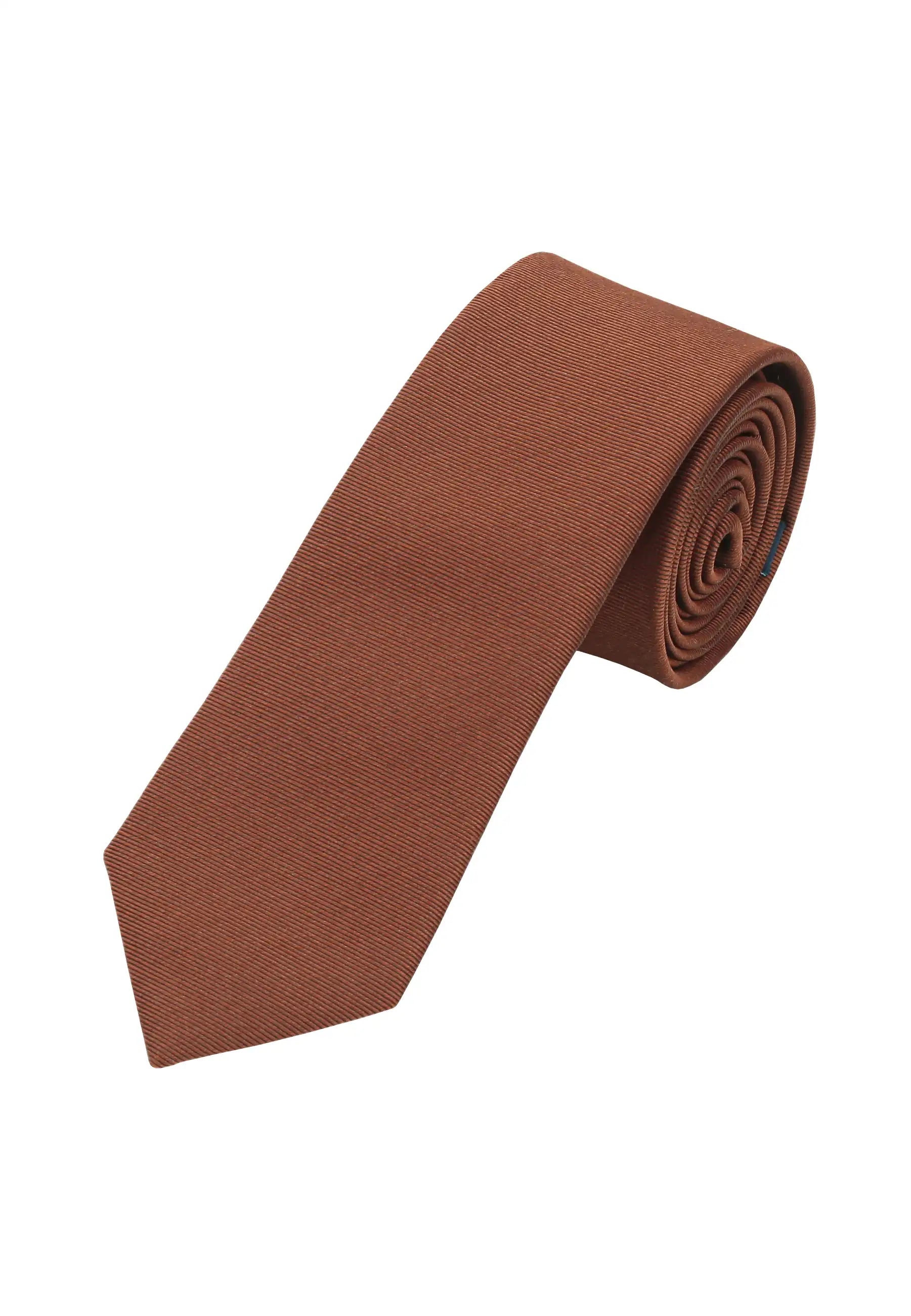 (Ziegel) Uni Seidenkrawatte Herren 6cm schmal aufgerollt