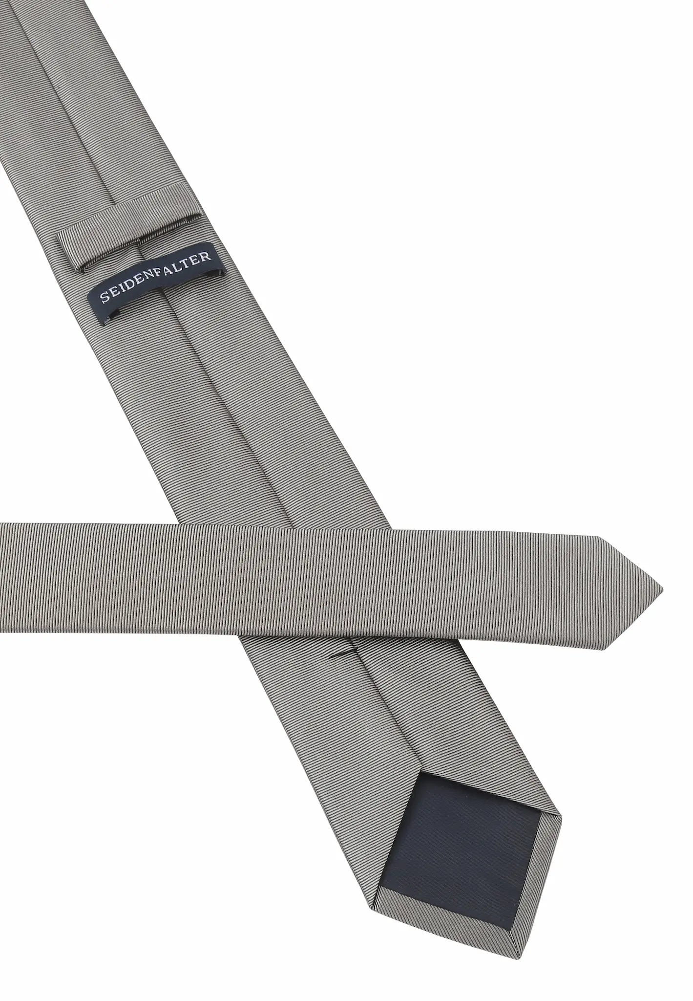 (Hellbeige) Uni Seidenkrawatte 6cm Rückseite mit Label Detail