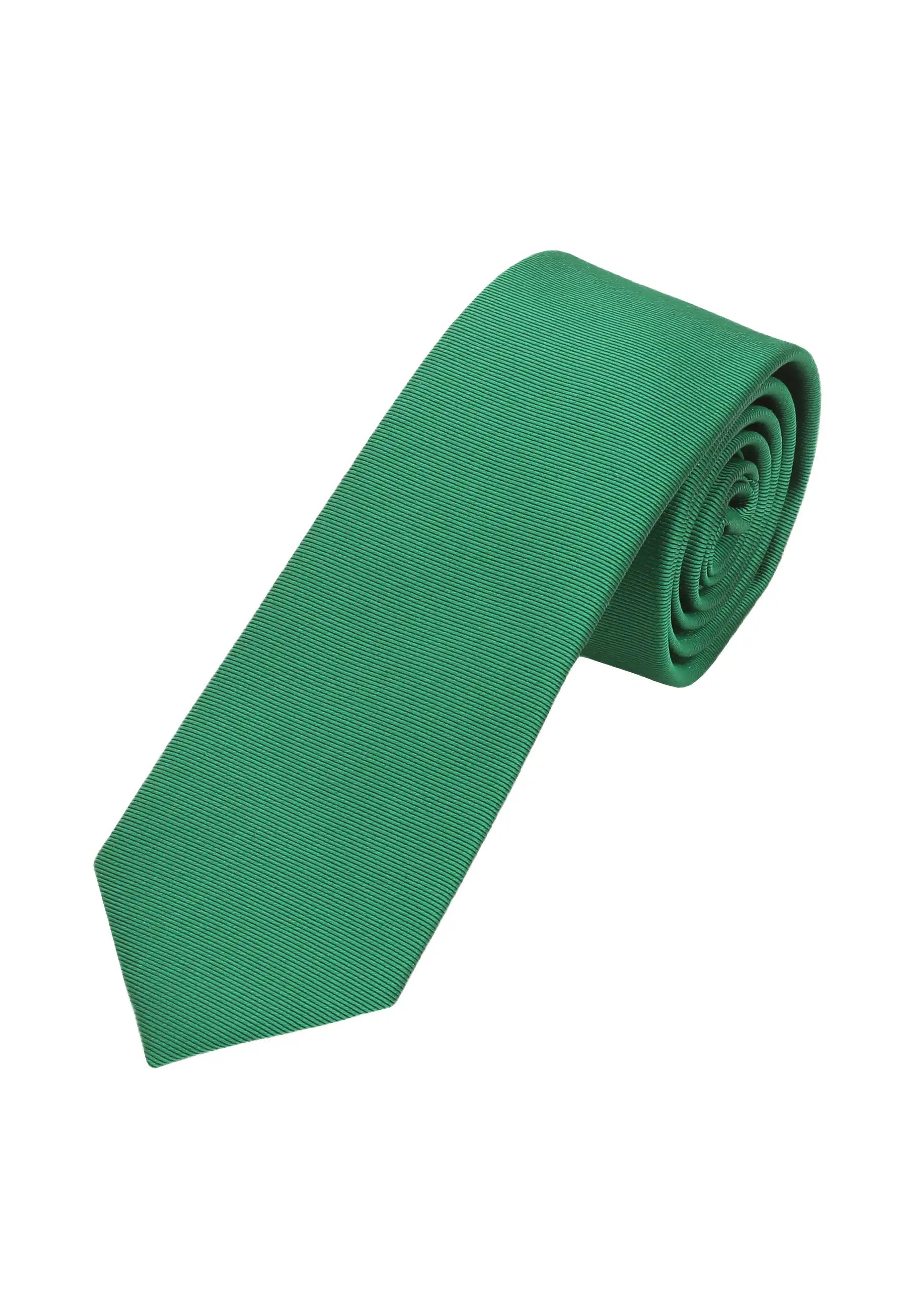 (Grün) Uni Seidenkrawatte Herren 6cm schmal aufgerollt