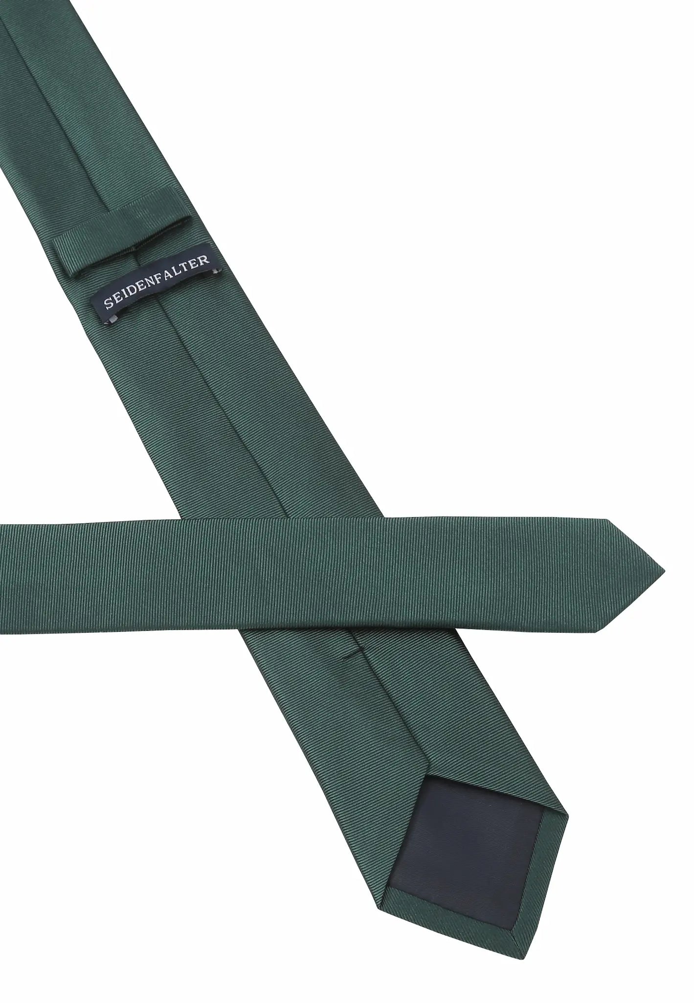(Dunkelgrün) Uni Seidenkrawatte 6cm Rückseite mit Label Detail